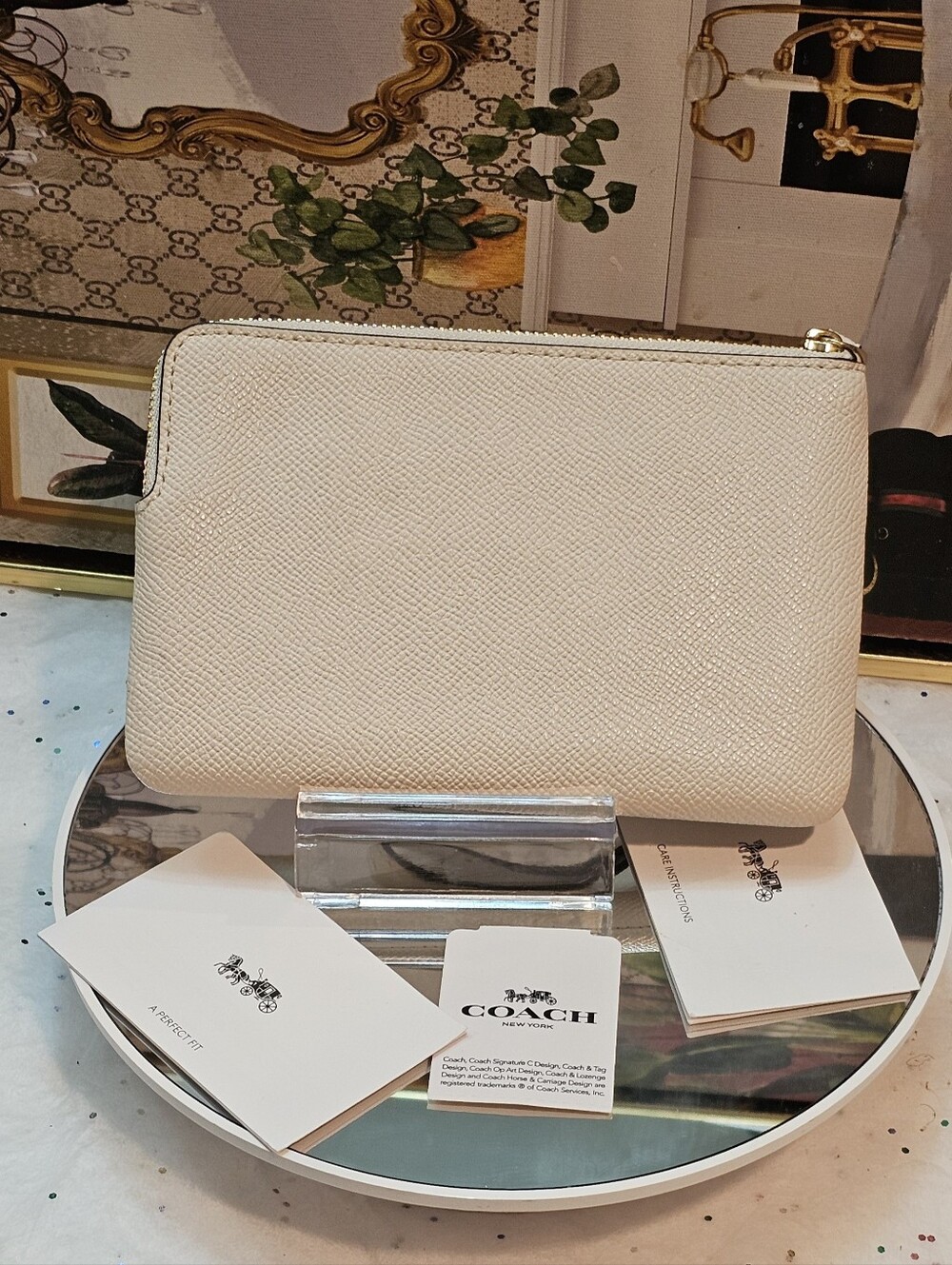 Coach Chalk Cross-Grain Leather Wristlet - Picture 12 of 16